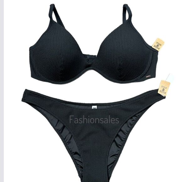 Victorias Secret Pink Swim Crinkle Push Up Padded Bikini Top Bottom Set XXL - Picture 1 of 4